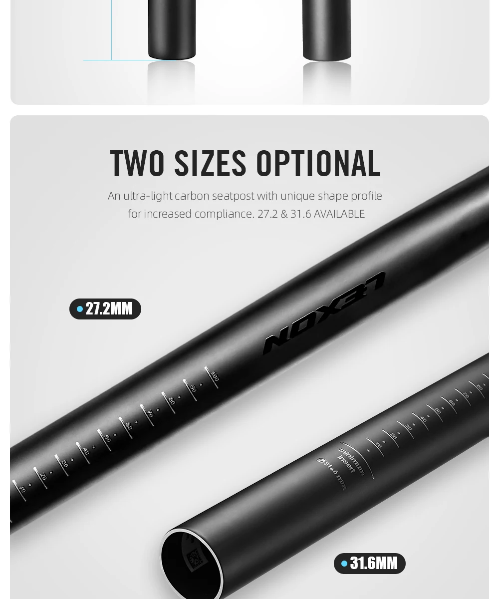 LEXON Ultralight 145g/155g Bicycle Seatpost Carbon 27.2/31.6mm Two Sizes MTB/Gravel/Road Bike Seating Tube 350mm Length Seatpost