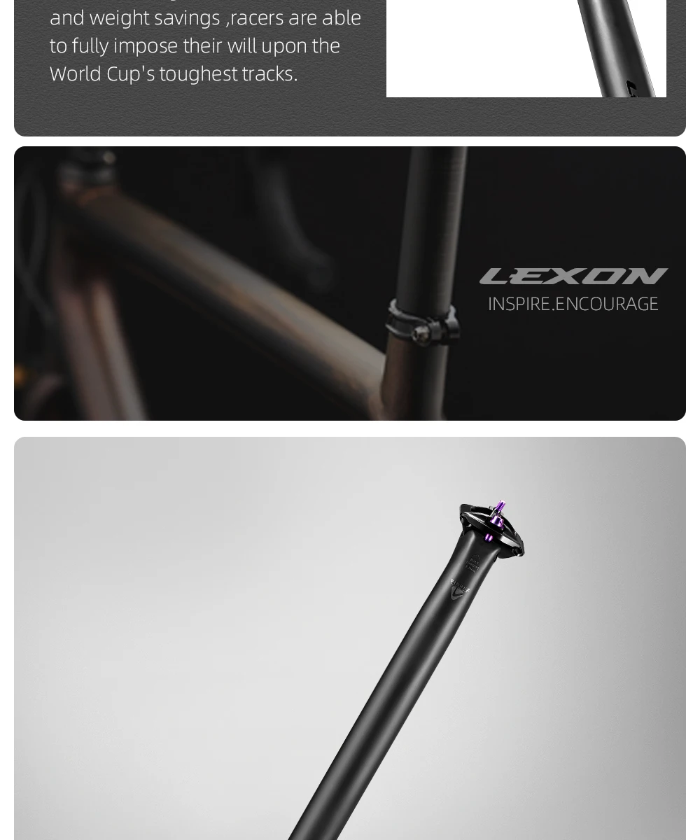 LEXON Ultralight 145g/155g Bicycle Seatpost Carbon 27.2/31.6mm Two Sizes MTB/Gravel/Road Bike Seating Tube 350mm Length Seatpost