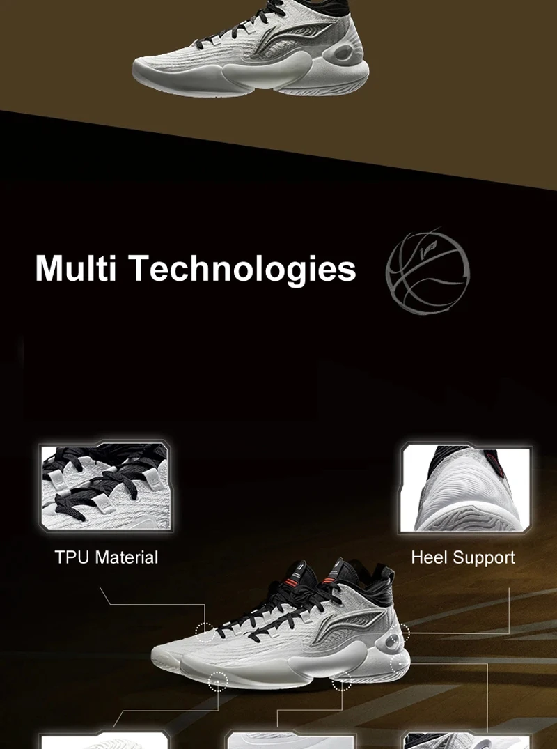 Li-Ning Men's YUSHUAI XVIII Professional Basketball Shoes BOOM Cushion SYNCHRO-ADJUSTSYSTEM Support Sport Shoes Sneakers ABAU009