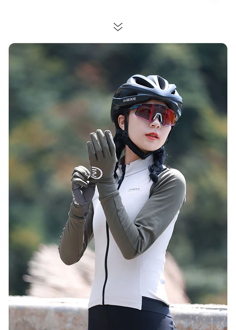 INBIKE Winter Women's Cycling Jersey Long-Sleeved Fleece Warm Outdoor Bicycle Riding Clothing Jersey MTB Sportswear Full Zipper
