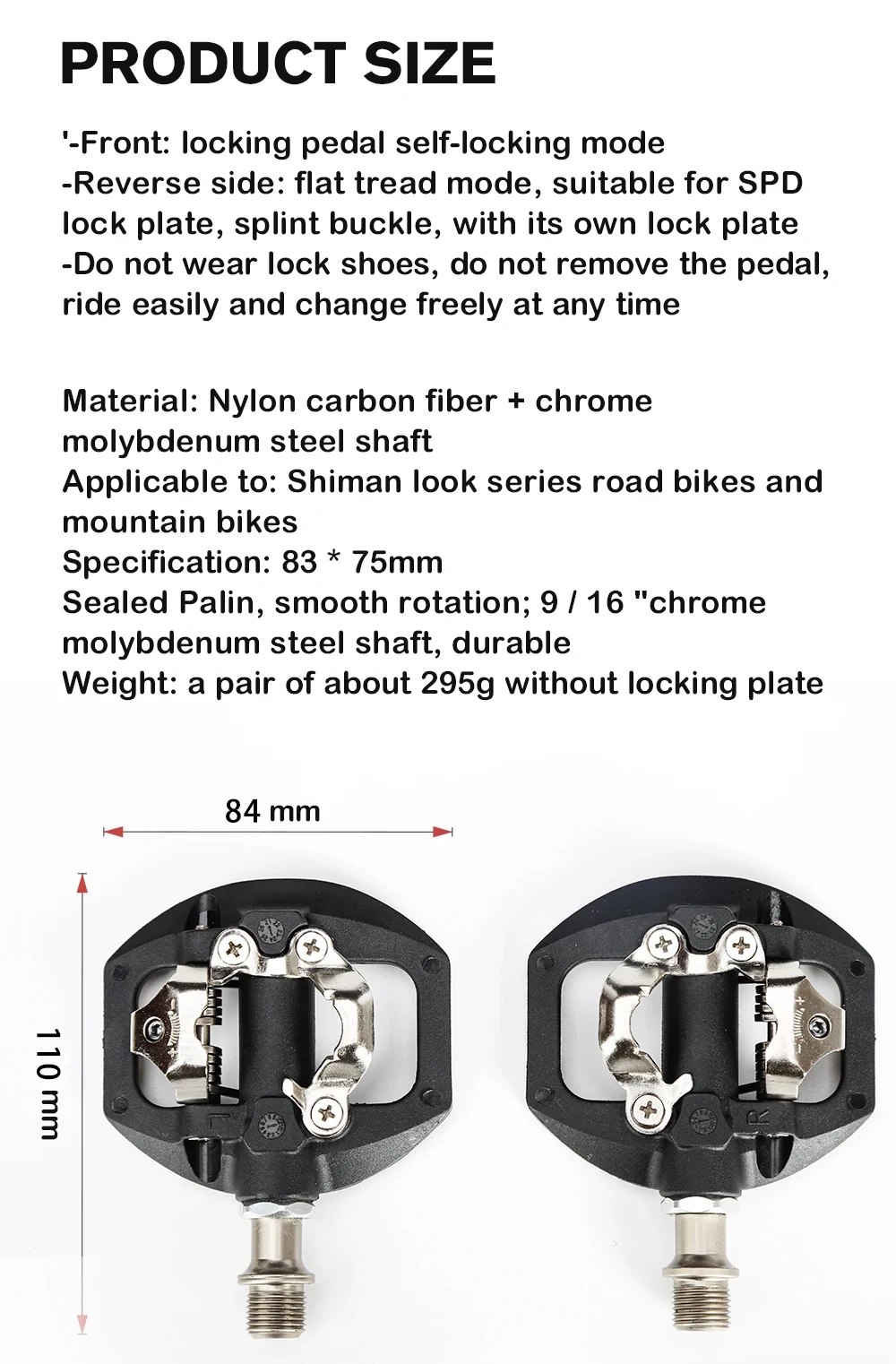 TANKE Mountain Bike Pedals 3 Sealed Bearing SPD Dual Clipless Flat & Lock Pedal Aluminum Cycling Pedals nylon cycling accessorie