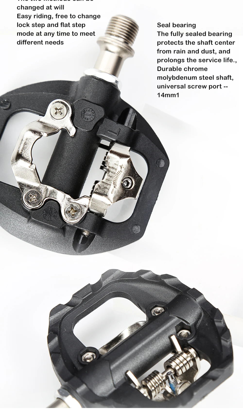 TANKE Mountain Bike Pedals 3 Sealed Bearing SPD Dual Clipless Flat & Lock Pedal Aluminum Cycling Pedals nylon cycling accessorie