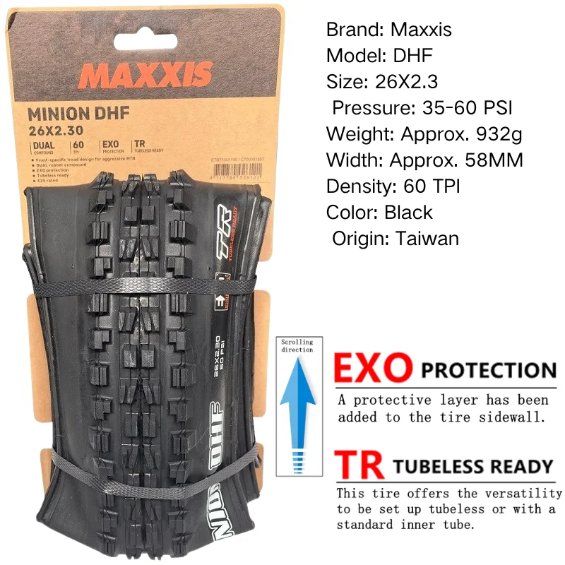 Maxxis Minion DHF (M301Ru) 26x2.3 27.5x2.3/2.5/2.8 29x2.3/2.5 Folding Downhill Tires For Mountain Bikes Are More Wear-resistant