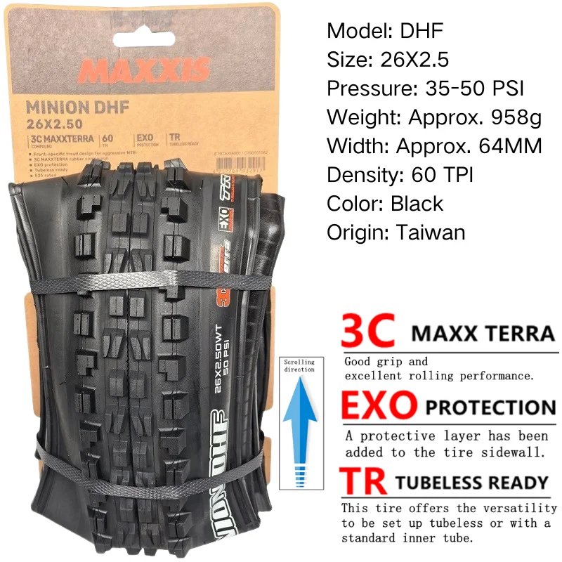 Maxxis Minion DHF (M301Ru) 26x2.3 27.5x2.3/2.5/2.8 29x2.3/2.5 Folding Downhill Tires For Mountain Bikes Are More Wear-resistant