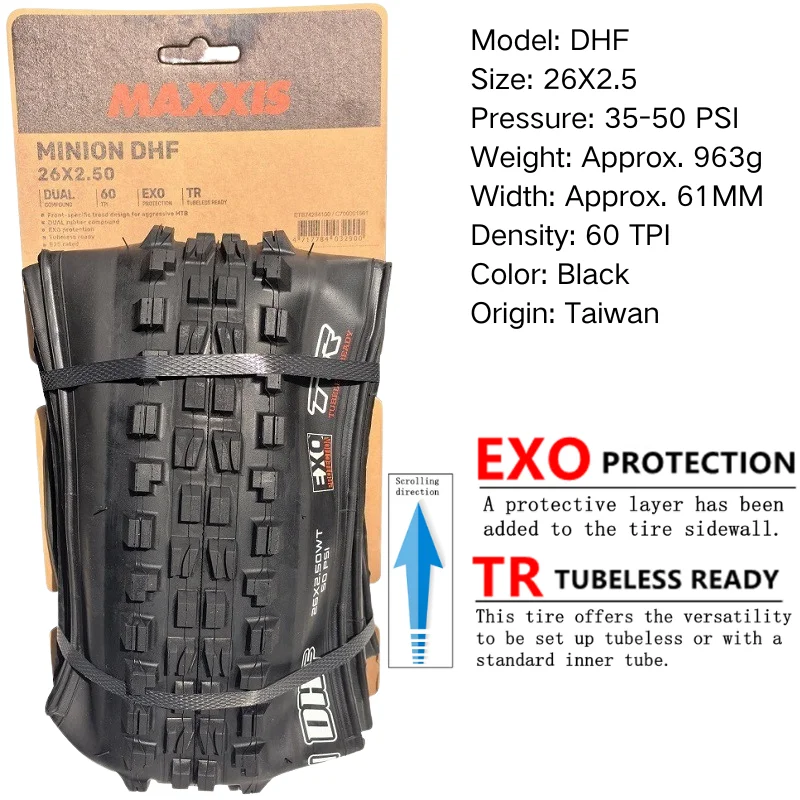 Maxxis Minion DHF (M301Ru) 26x2.3 27.5x2.3/2.5/2.8 29x2.3/2.5 Folding Downhill Tires For Mountain Bikes Are More Wear-resistant