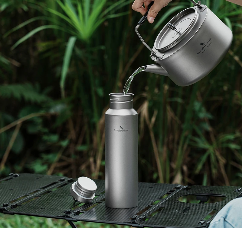 Boundless Voyage Titanium Water Bottle with Lid Wide Mouth Leak-Proof Reusable Sport Drinking Bottle for Camping 400/550/750ml