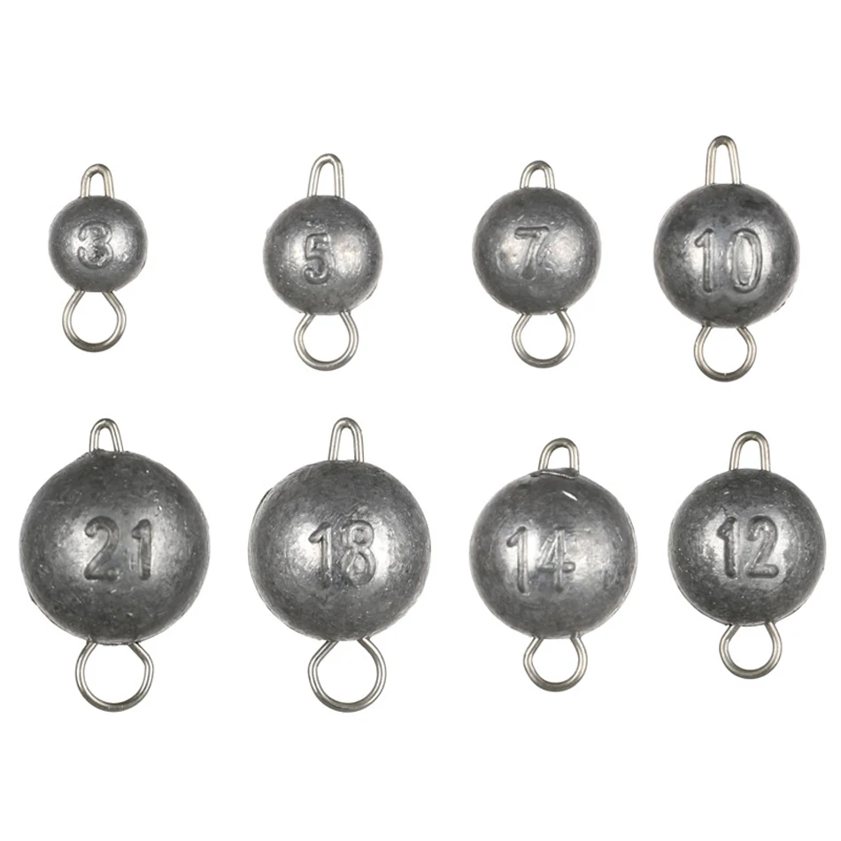5pcs 2g-18g Fishing Weight Sinker Jig Head Deep Water Bullet Weight with Swivel Round Ball Sinkers Fishing Tackle Accessories