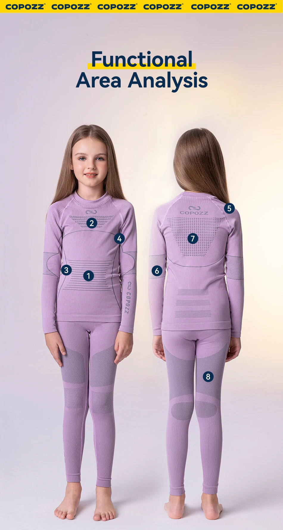 COPOZZ Children Winter Ski Thermal Underwear Sets Boys Girls Warm Breathable Thermo Underwear Johns Thermo Underwear For Kids