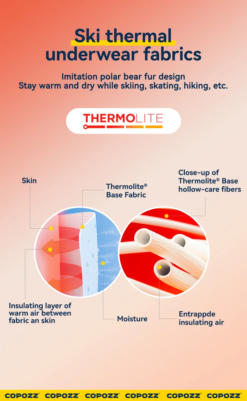COPOZZ Children Winter Ski Thermal Underwear Sets Boys Girls Warm Breathable Thermo Underwear Johns Thermo Underwear For Kids