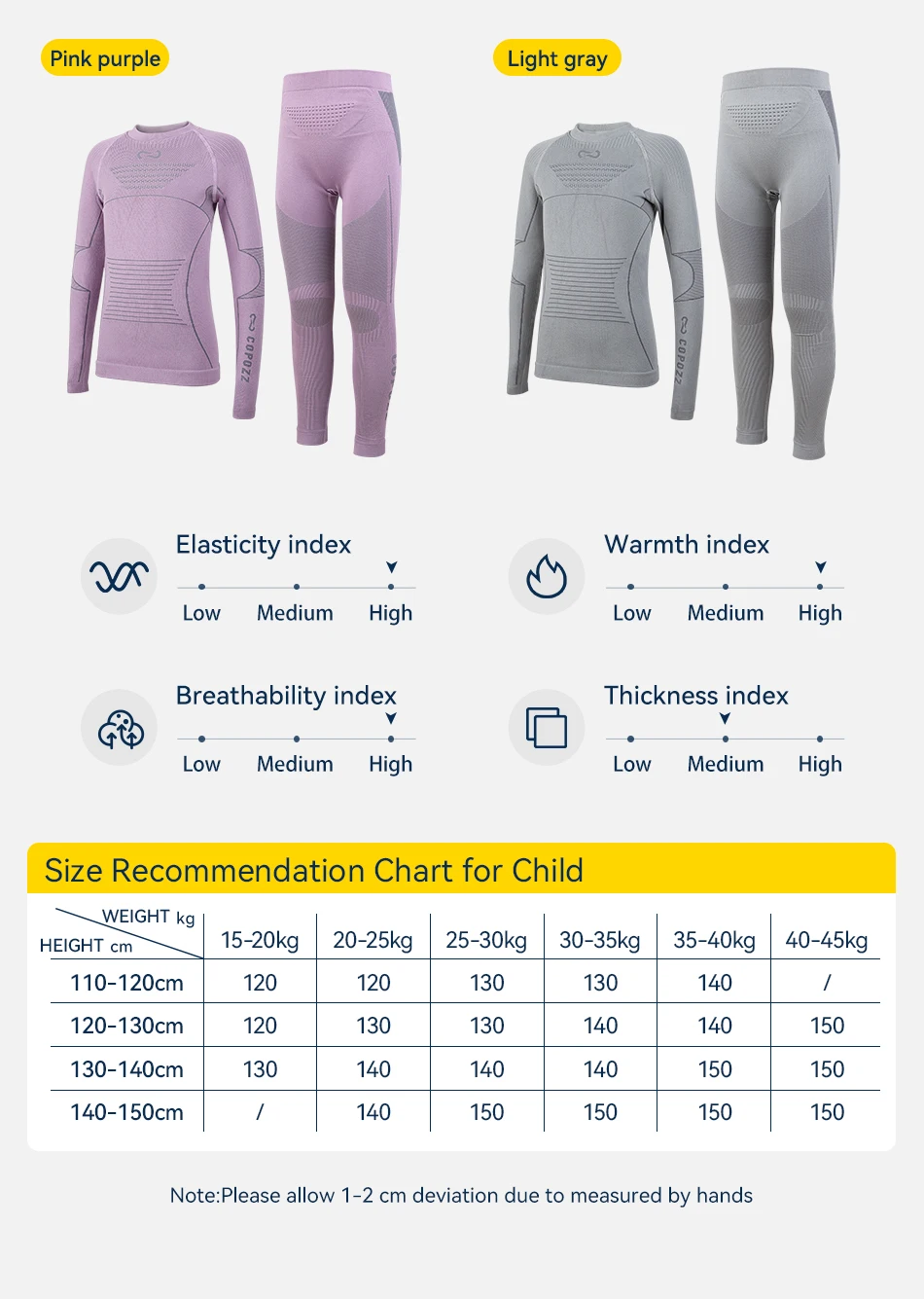 COPOZZ Children Winter Ski Thermal Underwear Sets Boys Girls Warm Breathable Thermo Underwear Johns Thermo Underwear For Kids