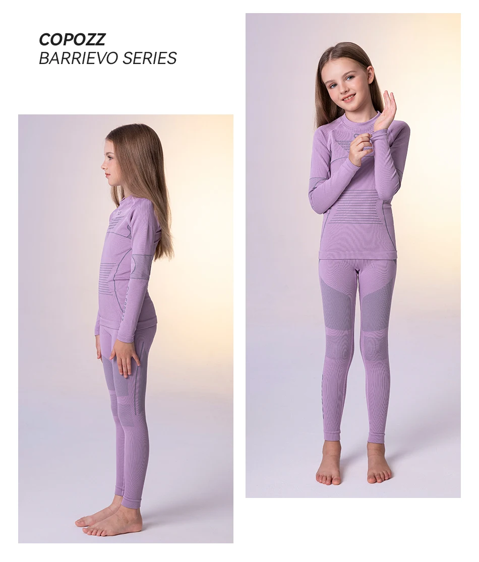 COPOZZ Children Winter Ski Thermal Underwear Sets Boys Girls Warm Breathable Thermo Underwear Johns Thermo Underwear For Kids