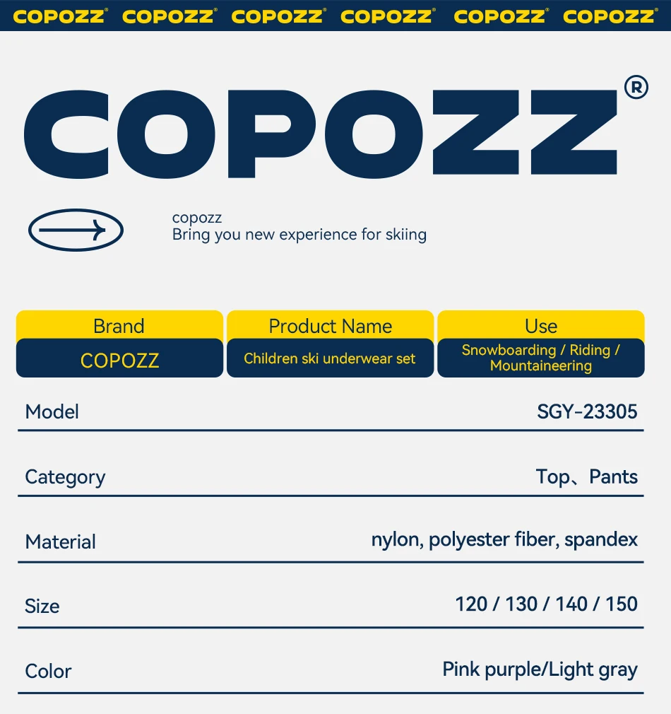 COPOZZ Children Winter Ski Thermal Underwear Sets Boys Girls Warm Breathable Thermo Underwear Johns Thermo Underwear For Kids