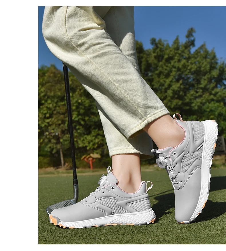LiXingMing Golf Shoes Women Pink Professional Water proof Spikeless Golf Sport Shoes Outdoor Training Golf Walking Sneakers