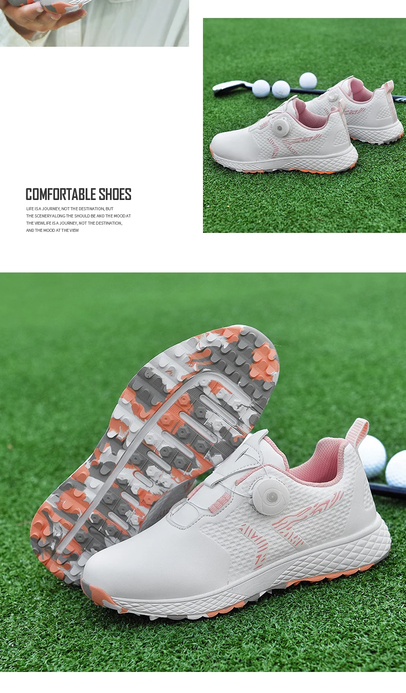 LiXingMing Golf Shoes Women Pink Professional Water proof Spikeless Golf Sport Shoes Outdoor Training Golf Walking Sneakers