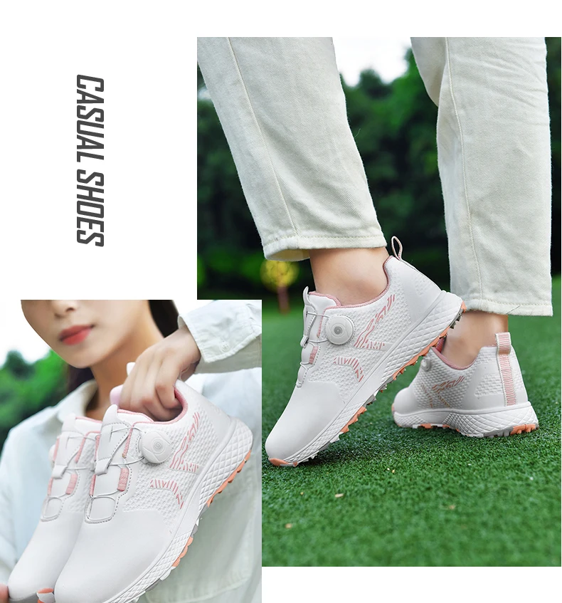 LiXingMing Golf Shoes Women Pink Professional Water proof Spikeless Golf Sport Shoes Outdoor Training Golf Walking Sneakers