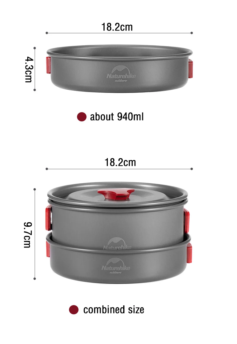 Naturehike Camping Pot Ultralight Camping Cooking Utensils Outdoor Tableware Pot Set Hiking Picnic Travel Cookware Camp Cooking