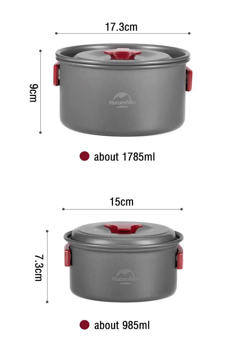 Naturehike Camping Pot Ultralight Camping Cooking Utensils Outdoor Tableware Pot Set Hiking Picnic Travel Cookware Camp Cooking