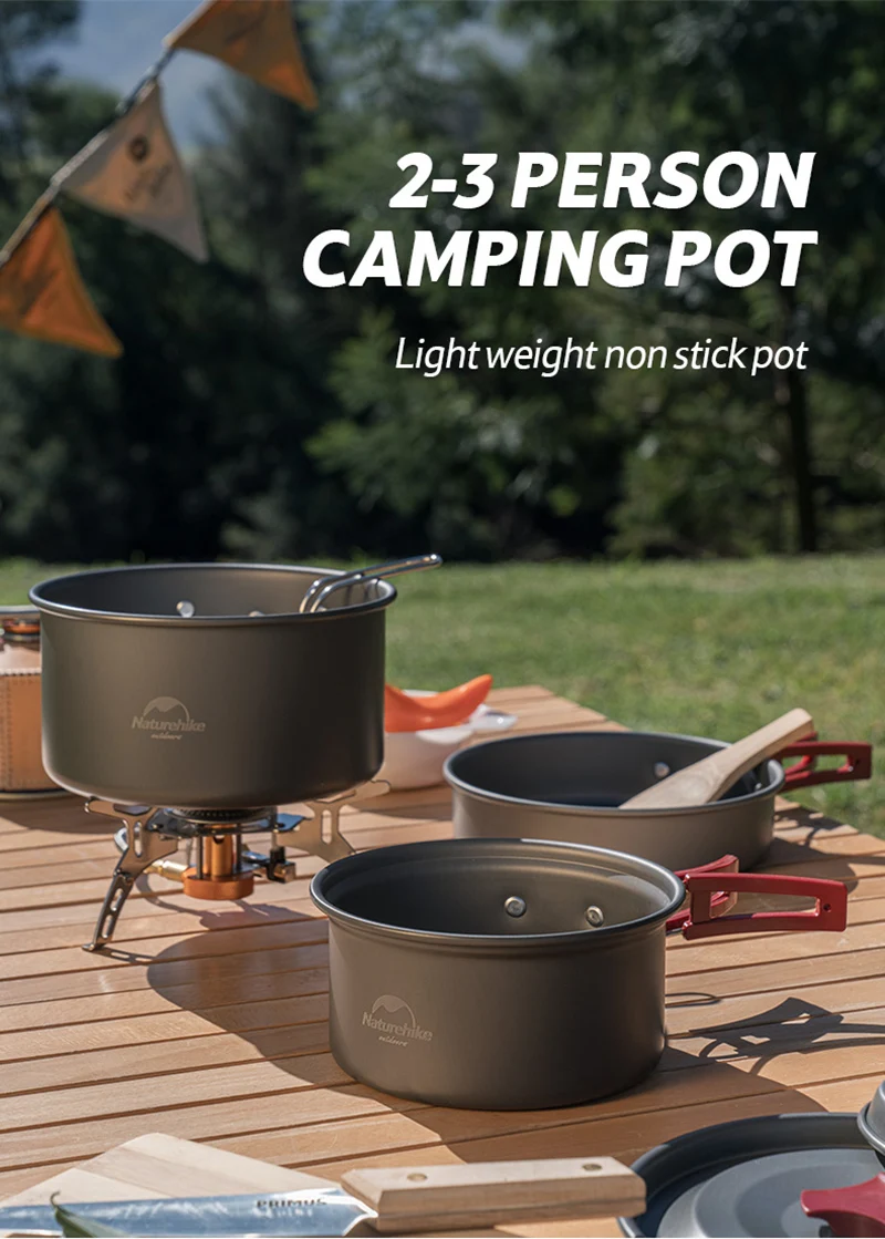 Naturehike Camping Pot Ultralight Camping Cooking Utensils Outdoor Tableware Pot Set Hiking Picnic Travel Cookware Camp Cooking