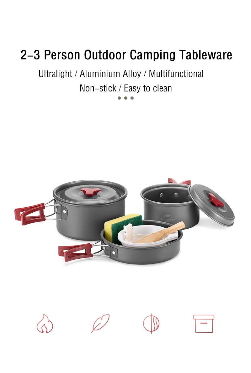 Naturehike Camping Pot Ultralight Camping Cooking Utensils Outdoor Tableware Pot Set Hiking Picnic Travel Cookware Camp Cooking