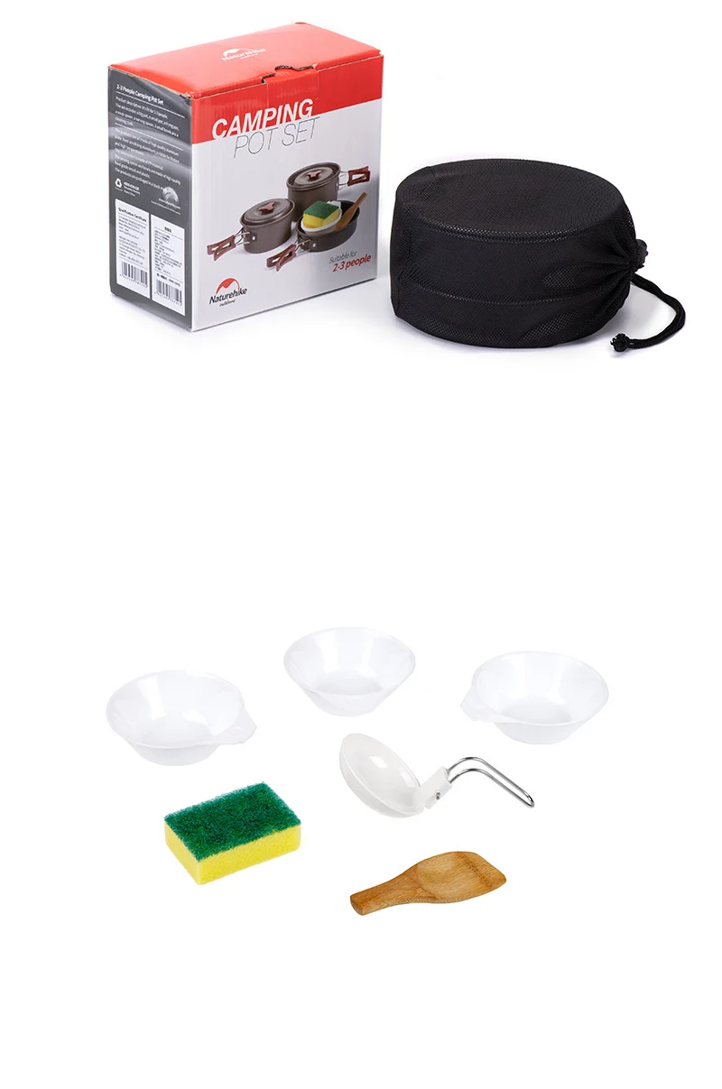 Naturehike Camping Pot Ultralight Camping Cooking Utensils Outdoor Tableware Pot Set Hiking Picnic Travel Cookware Camp Cooking