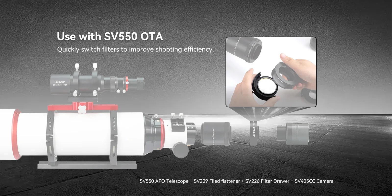 Svbony SV226 Filter Drawer Integrated Molding Nti-Light-Leaking Design with Holder for Filter Mounted Deep Sky Photography