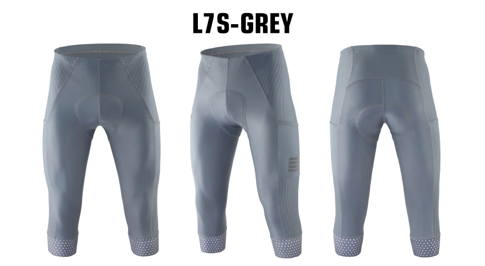 KEMALOCE Cycling Pants 3/4 Summer Anti-UV High End Gel Pad Bike Bib Pants 3/4 Solid Black/Grey/Blue Spring Bicycle Knicker