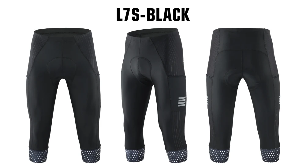 KEMALOCE Cycling Pants 3/4 Summer Anti-UV High End Gel Pad Bike Bib Pants 3/4 Solid Black/Grey/Blue Spring Bicycle Knicker