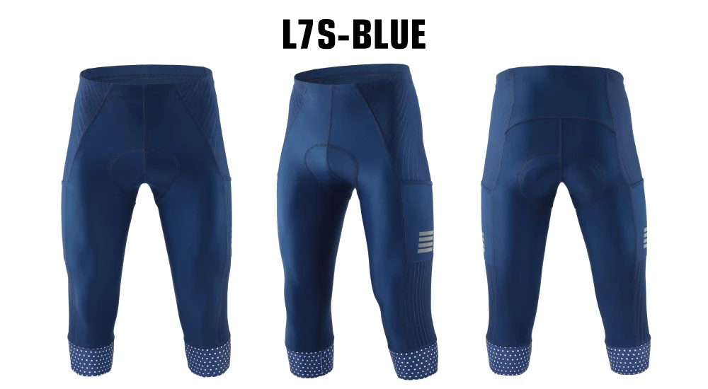 KEMALOCE Cycling Pants 3/4 Summer Anti-UV High End Gel Pad Bike Bib Pants 3/4 Solid Black/Grey/Blue Spring Bicycle Knicker