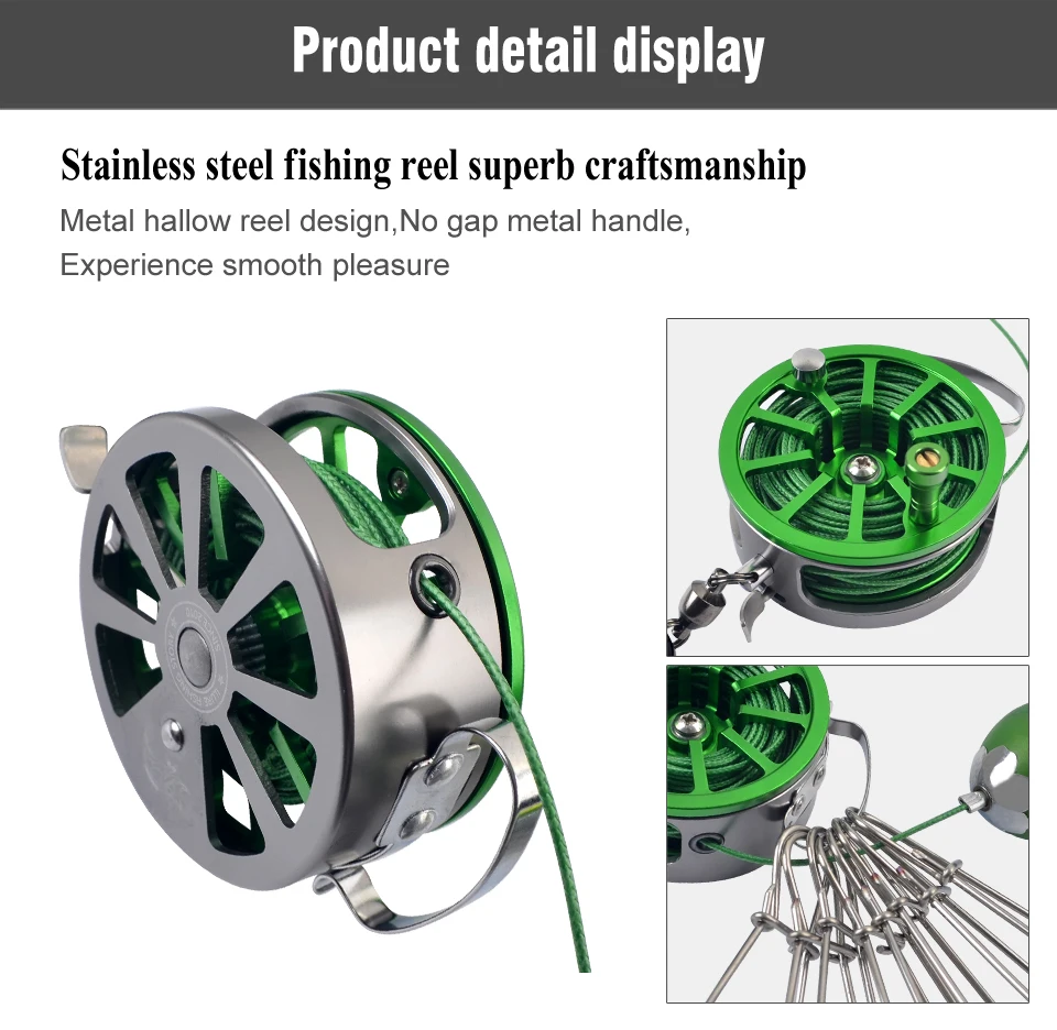 Portable Fishing Lock Buckle Live Fish Lock Buckle with Reel Stainless Steel 8 Snaps Stringer Floats Fishing Reel Sea Tackle