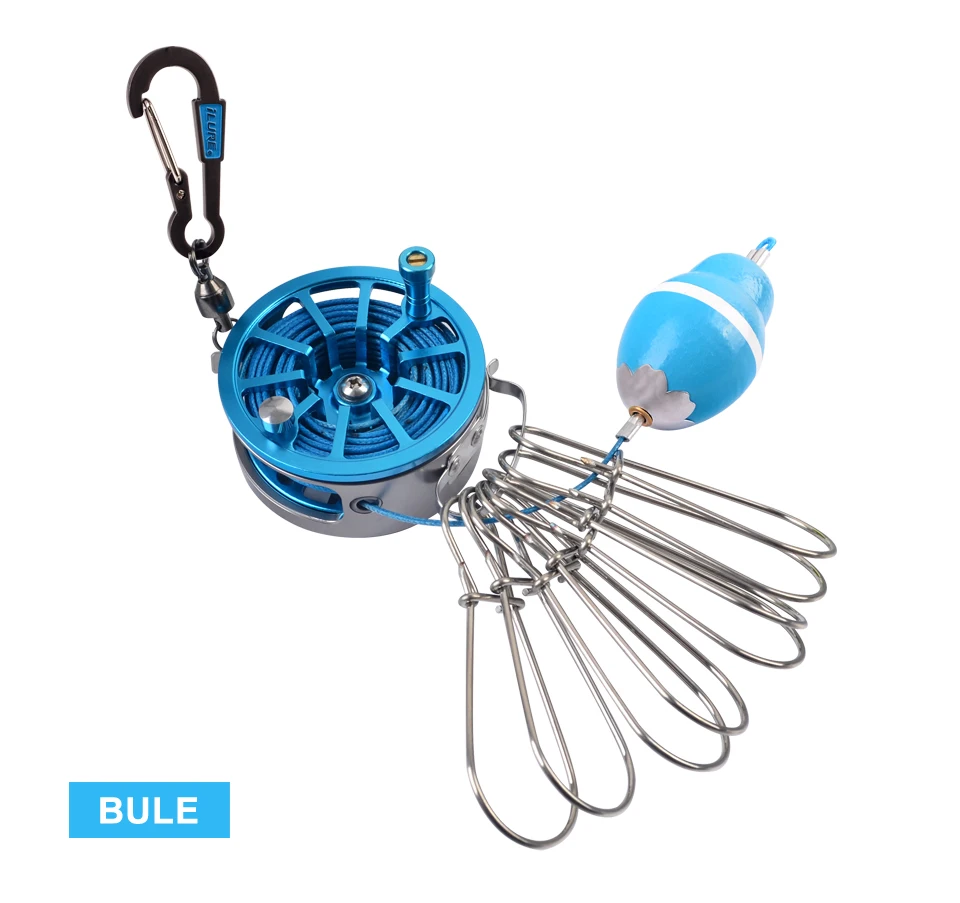 Portable Fishing Lock Buckle Live Fish Lock Buckle with Reel Stainless Steel 8 Snaps Stringer Floats Fishing Reel Sea Tackle