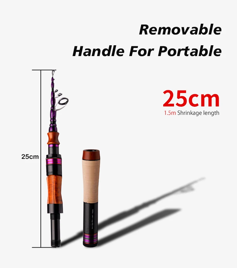 PURELURE 1.50m XUL BFS Telescopic Rod 5ft Travel Rod Trout Spinning Casting Solid Tip Carbon Fishing Rod Small Bait Perch Rod