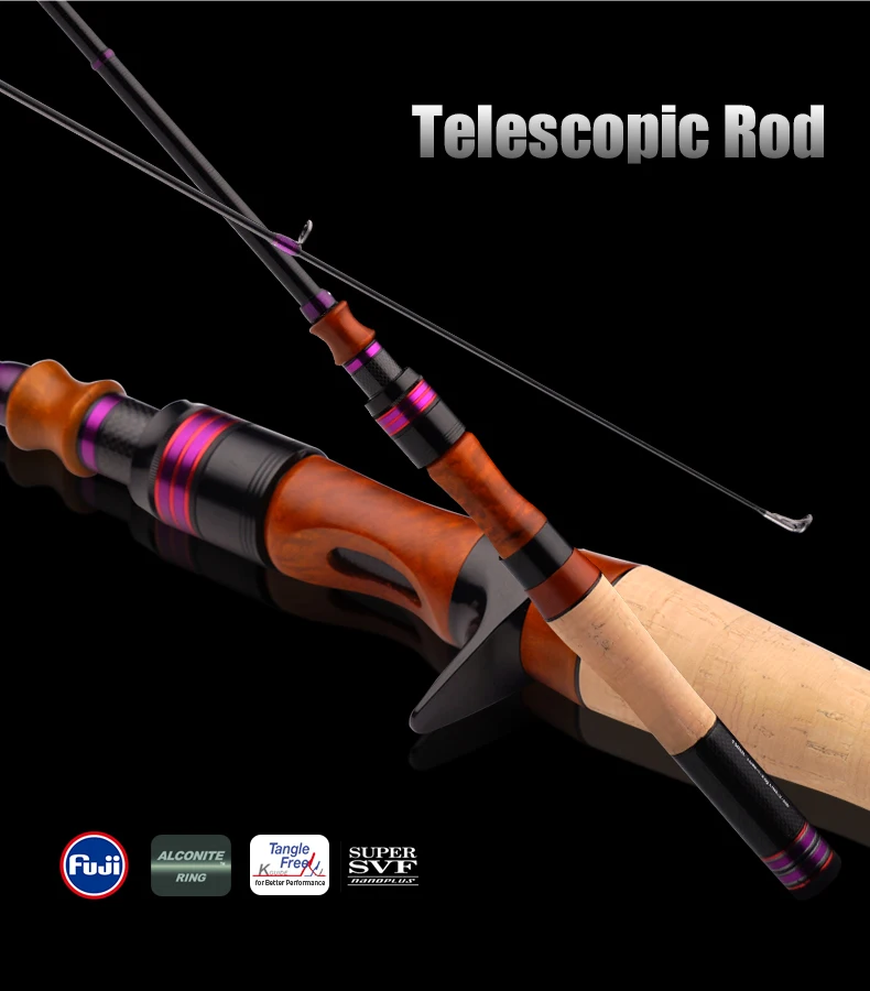 PURELURE 1.50m XUL BFS Telescopic Rod 5ft Travel Rod Trout Spinning Casting Solid Tip Carbon Fishing Rod Small Bait Perch Rod