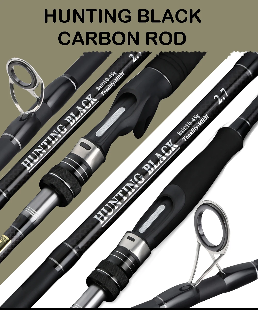 JOHNCOO 2.7m 3.0m 3 Section Carbon Fishing Rod H/MH Power 2 Tips Spinning Casting Rod Travel Ultra Rod 10-45g Lure Rod