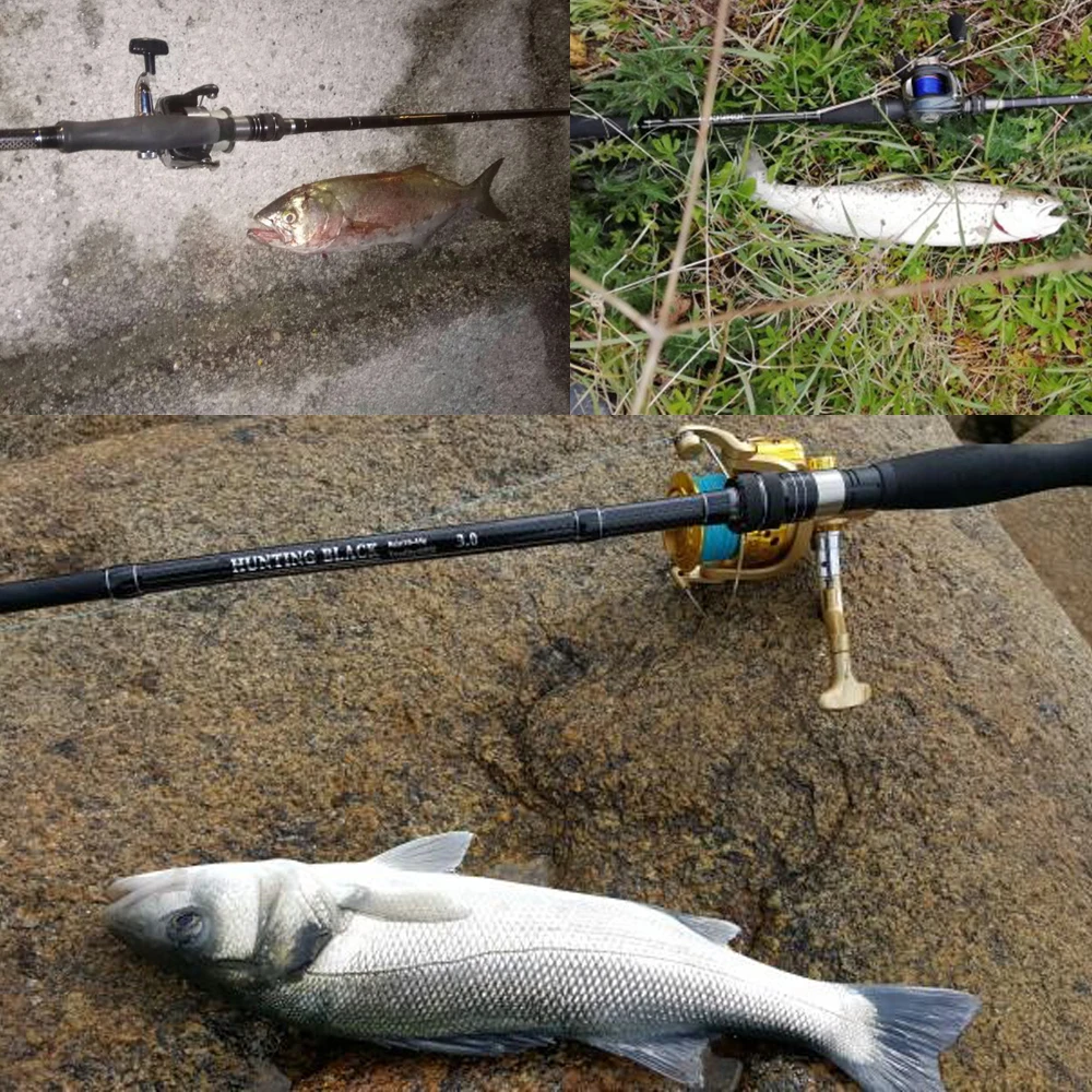 JOHNCOO 2.7m 3.0m 3 Section Carbon Fishing Rod H/MH Power 2 Tips Spinning Casting Rod Travel Ultra Rod 10-45g Lure Rod