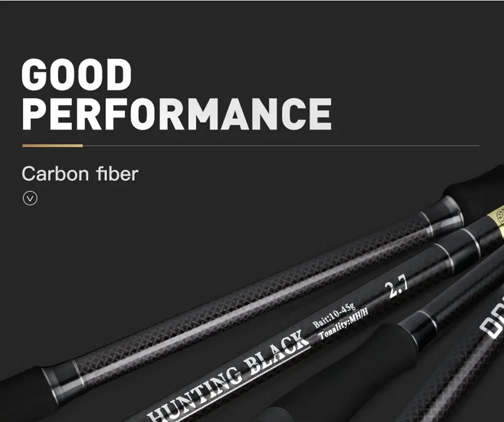 JOHNCOO 2.7m 3.0m 3 Section Carbon Fishing Rod H/MH Power 2 Tips Spinning Casting Rod Travel Ultra Rod 10-45g Lure Rod