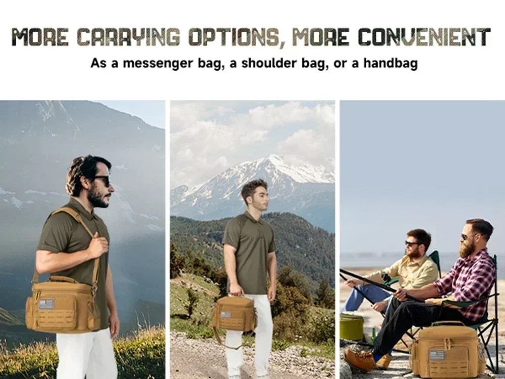 13L Tactical Thermal Cooler Bag Picnic Cooler Box Camping Lunch Bag Outdoor Heavy Duty Lunch Box Cooler Backpack Camping Storage