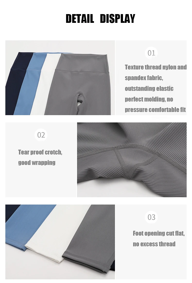 New Ribbed Seamless Yoga Pants High Waist Gym Leggings Sport Women Fitness Female Legging Tummy Control Running Tights
