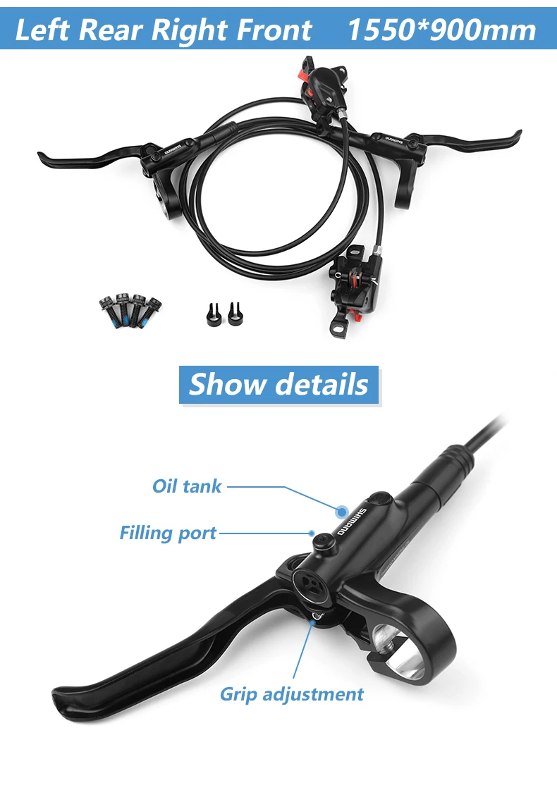 Shimano BR MT200 Hydraulic Disc Brake 1550 1500 1450 850 800mm Left Front Right Rear Brake Set RT-10/26/56 160 180mm Rotor
