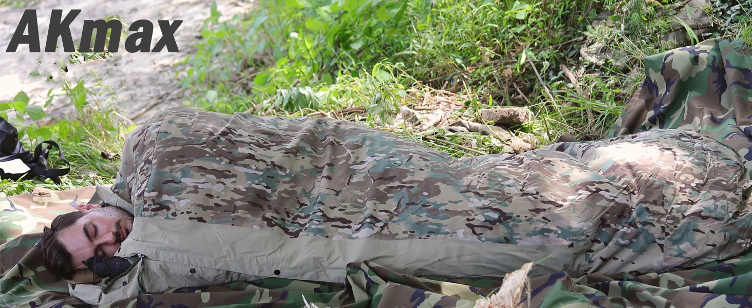 Tactical Military-Grade Akmax.cn Bivy Cover – 1.9lbs Waterproof Combat Sleeping Bag Sack for Army, Marine, Camping, Hiking