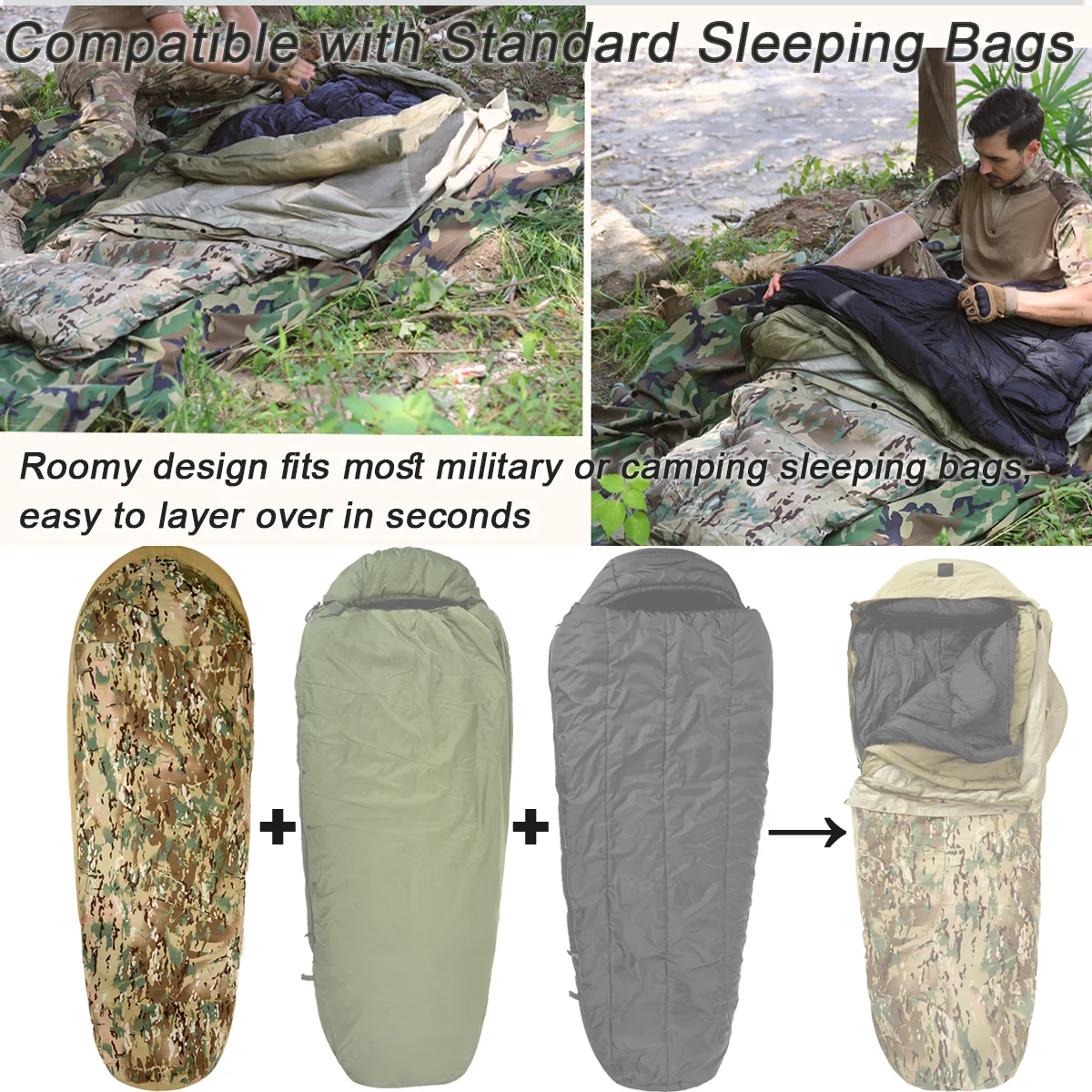 Tactical Military-Grade Akmax.cn Bivy Cover – 1.9lbs Waterproof Combat Sleeping Bag Sack for Army, Marine, Camping, Hiking