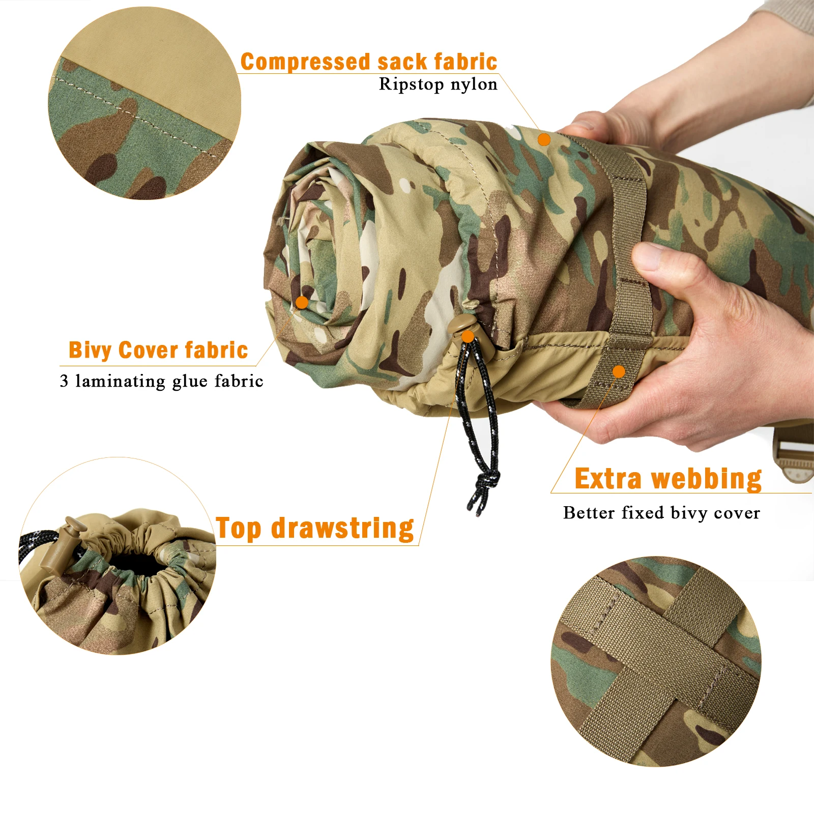 Tactical Military-Grade Akmax.cn Bivy Cover – 1.9lbs Waterproof Combat Sleeping Bag Sack for Army, Marine, Camping, Hiking