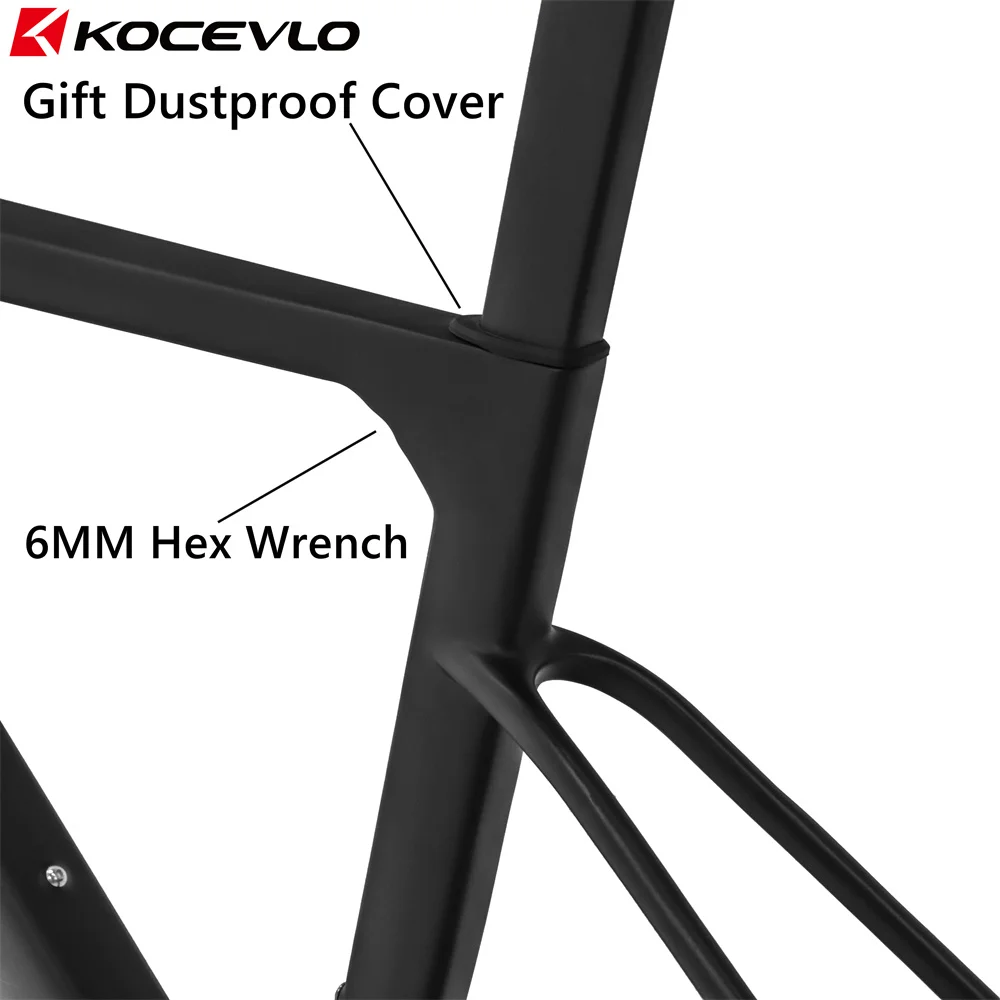 KOCEVLO Carbon Road Frame Disc Brake Max 700*32C Road Bicycle Frameset Full Internal Cable 44-56cm Carbon Bike Frames