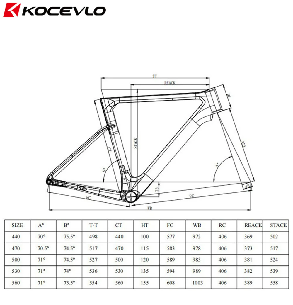 KOCEVLO Carbon Road Frame Disc Brake Max 700*32C Road Bicycle Frameset Full Internal Cable 44-56cm Carbon Bike Frames