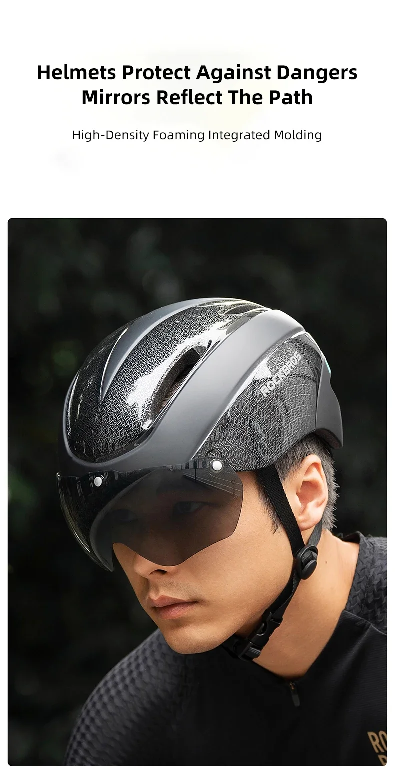 ROCKBROS Cycling Helmet Goggles Men Women Integrally-Molded MTB Bicycle Helmet Lightweight Mountain Road Bike Helmet Taillights