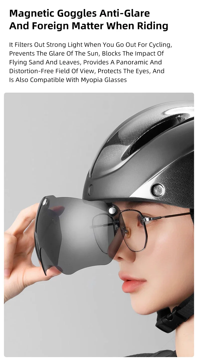 ROCKBROS Cycling Helmet Goggles Men Women Integrally-Molded MTB Bicycle Helmet Lightweight Mountain Road Bike Helmet Taillights