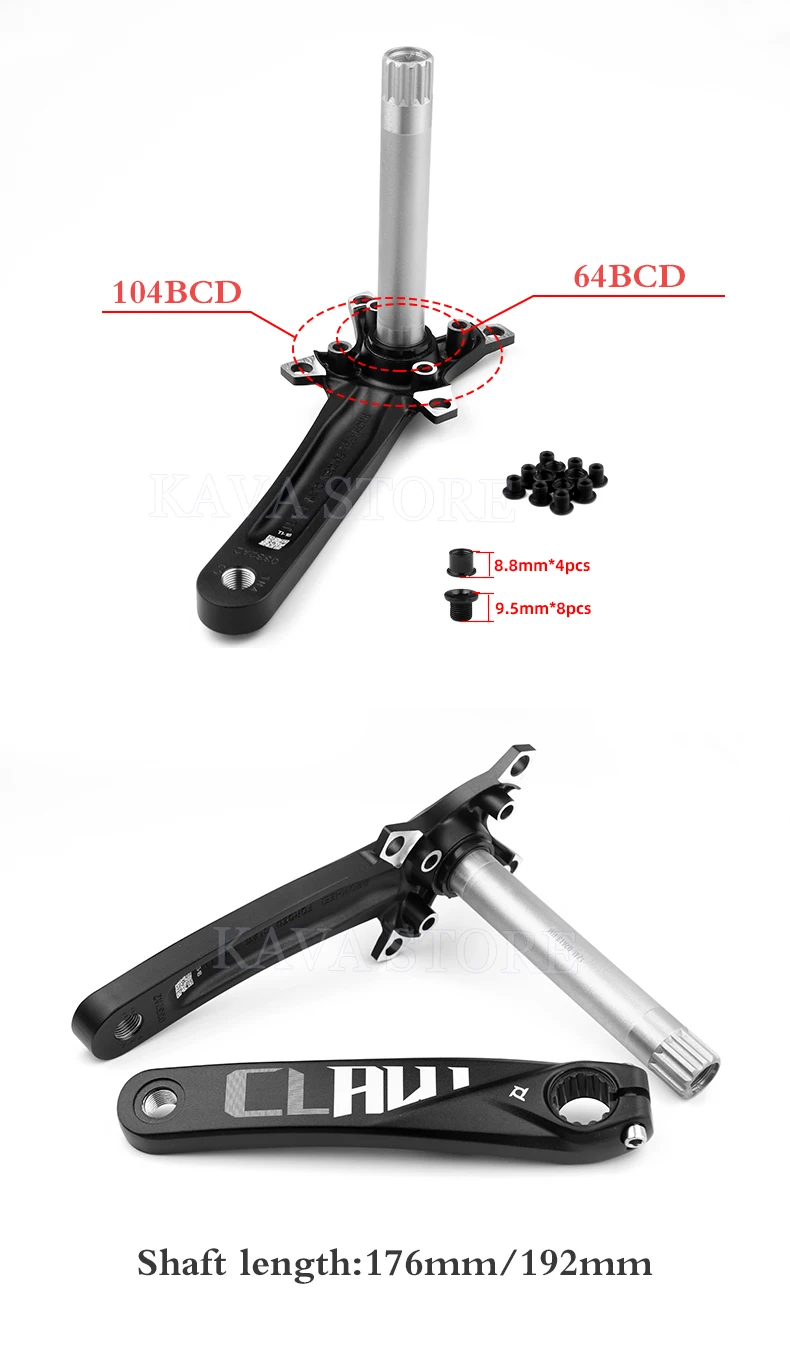 Prowheel Snow Bike Crankset 170mm Fat Bike Crank Sets 30T 32T 34T 36T 38T 40T 42T Sprocket 176/192mm Bottom Bracket E-Bike Part