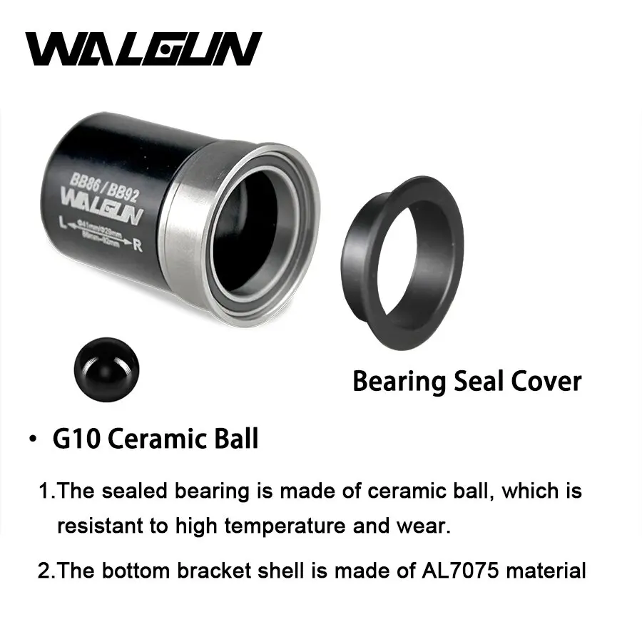 WALGUN BB86 BB92 Bottom Bracket Ceramic Bearing PF41DUB Axis 28.99mm Crankset Press Diameter 41mm Spare Parts for Bicycle Frame