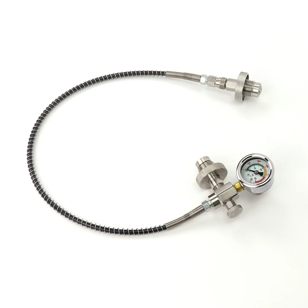 Diving Scuba Din300 Cylinder Decanting Equalising Pressure With Quick Disconnect Hose+Pressure Gauge - 232Bar and 300Bar