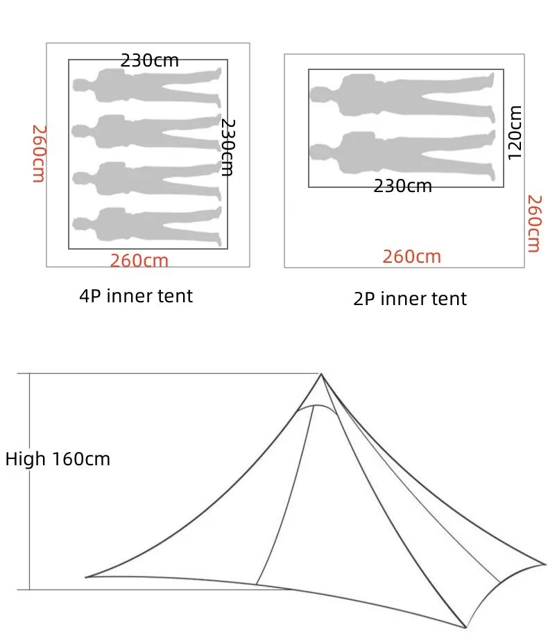Asta Gear Fengyin 4P Tent Outdoor Pyramid Ultralight Tent Windproof Rain Anti-Wind Hiking Camping Travel Tent
