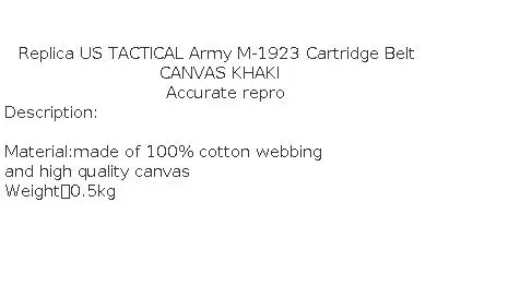 US TACTICAL Army M-1923 Cartridge Belt CANVAS KHAKI Replica